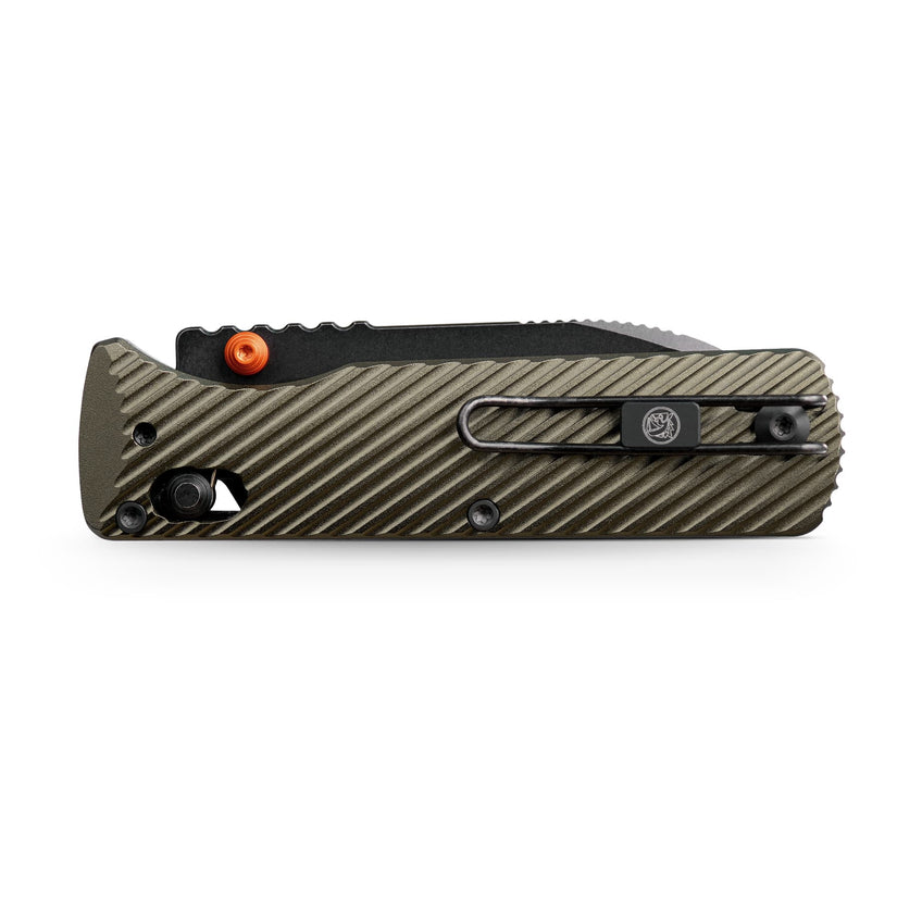 Vosteed Vombat A4105 - 2.92" M390 Black Stonewash Drop Point Blade, Olive Green Aluminium Handle