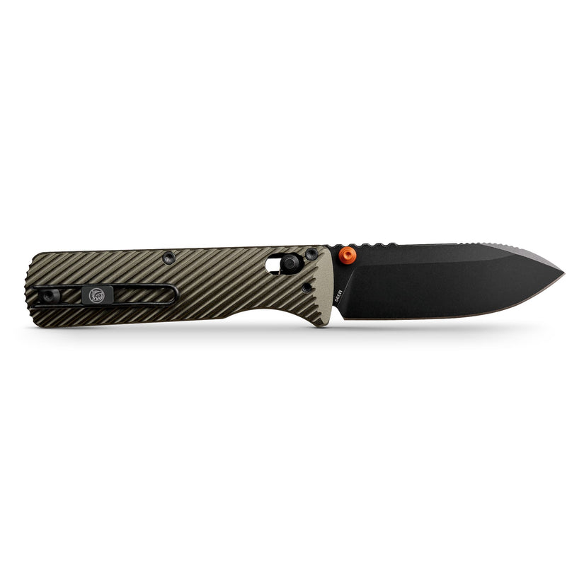 Vosteed Vombat A4105 - 2.92" M390 Black Stonewash Drop Point Blade, Olive Green Aluminium Handle