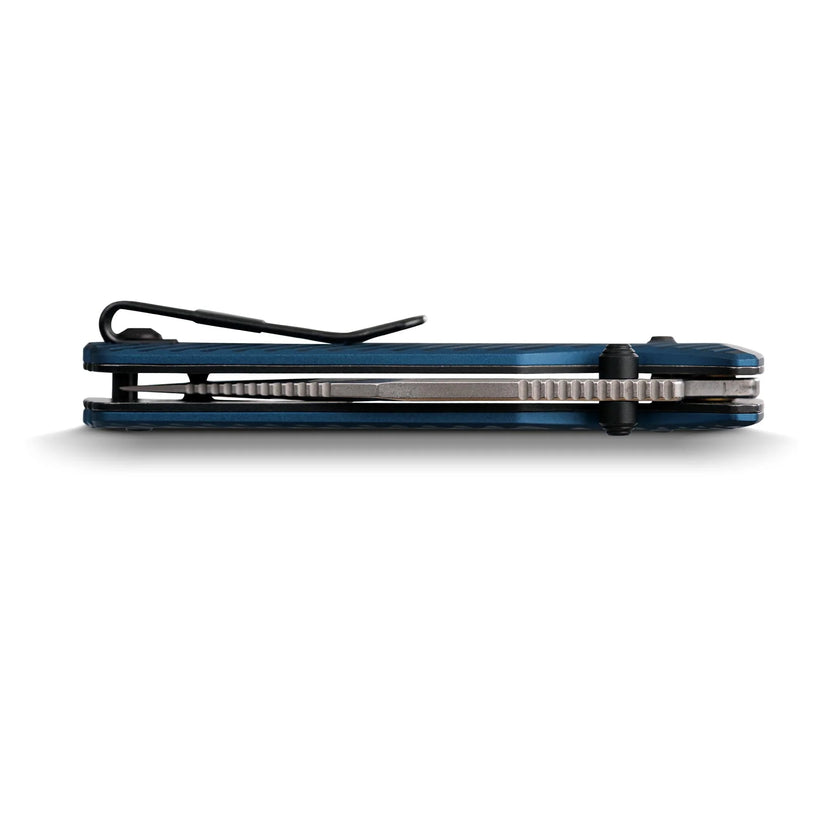 Vosteed Vombat A4108 - 2.92" M390 Stonewash Bowie Blade, Steel Blue Aluminium Handle