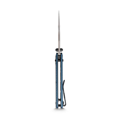 Vosteed Vombat A4108 - 2.92" M390 Stonewash Bowie Blade, Steel Blue Aluminium Handle