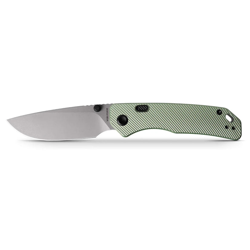 Vosteed Marten A1602 - 2.98" 154CM Stonewash Blade, Green Aluminium Handle