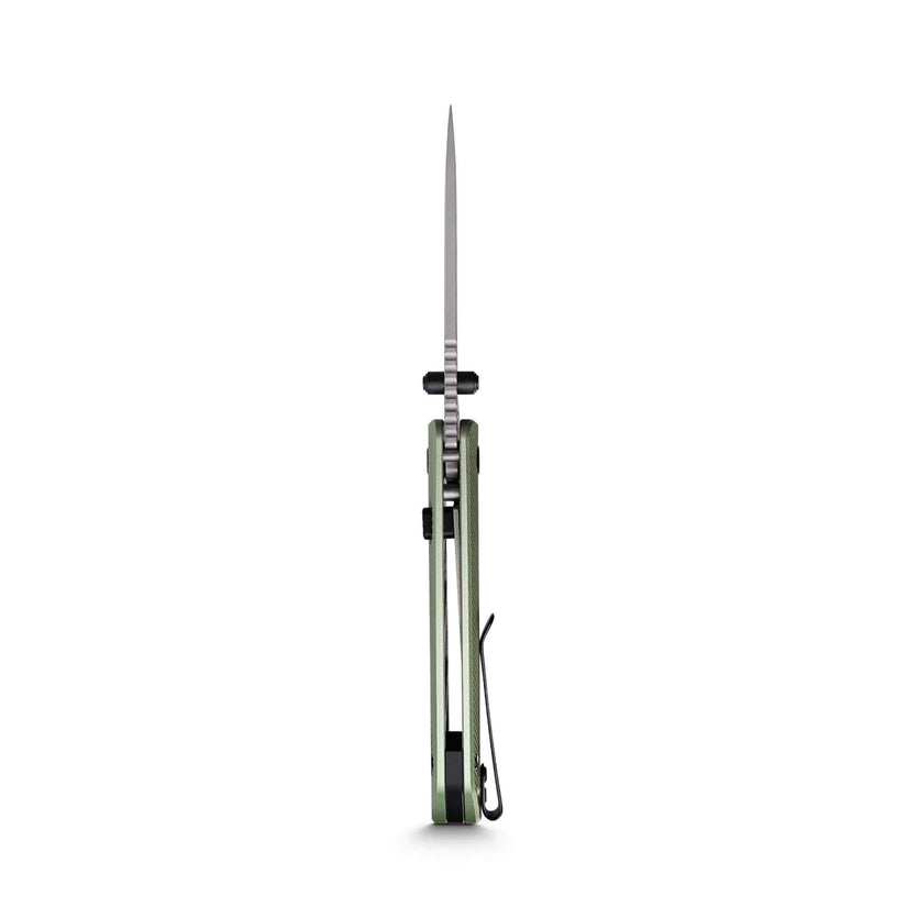 Vosteed Marten A1602 - 2.98" 154CM Stonewash Blade, Green Aluminium Handle