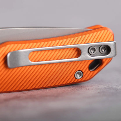 Vosteed Marten A1604 - 2.98" 154CM Stonewash Blade, Orange Aluminium Handle