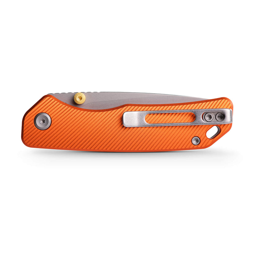Vosteed Marten A1604 - 2.98" 154CM Stonewash Blade, Orange Aluminium Handle