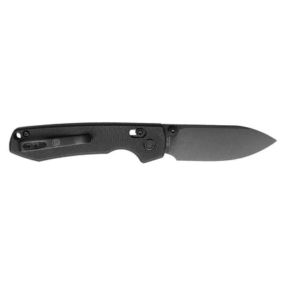 Vosteed Raccoon Crossbar A0501 - 3.25" 14C28N Black Stonewashed Blade, Black Micarta Handle