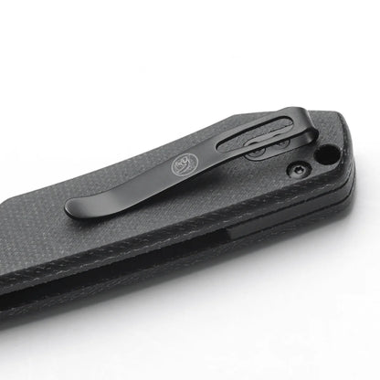 Vosteed Raccoon Crossbar A0501 - 3.25" 14C28N Black Stonewashed Blade, Black Micarta Handle