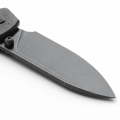Vosteed Raccoon Crossbar A0501 - 3.25" 14C28N Black Stonewashed Blade, Black Micarta Handle