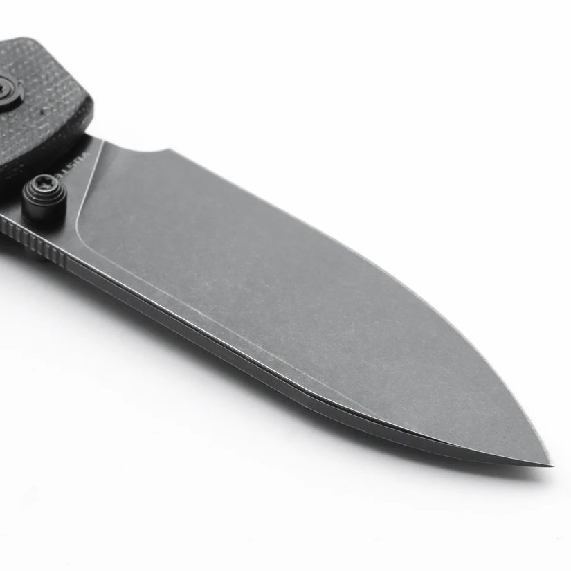 Vosteed Raccoon Crossbar A0501 - 3.25" 14C28N Black Stonewashed Blade, Black Micarta Handle