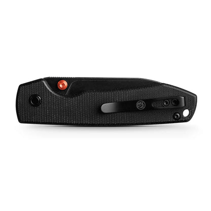 Vosteed Raccoon Top Liner Lock A2902 - 3.25" 14C28N Black Stonewashed Blade, Black Micarta Handle