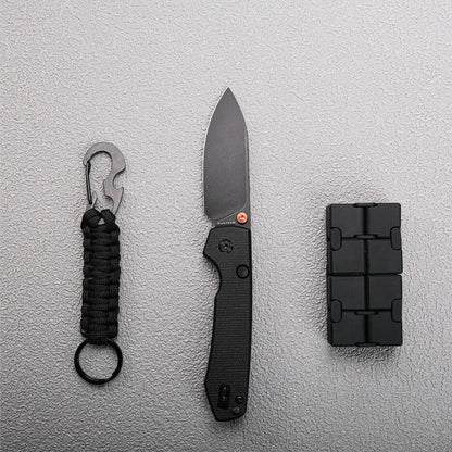 Vosteed Raccoon Top Liner Lock A2902 - 3.25" 14C28N Black Stonewashed Blade, Black Micarta Handle