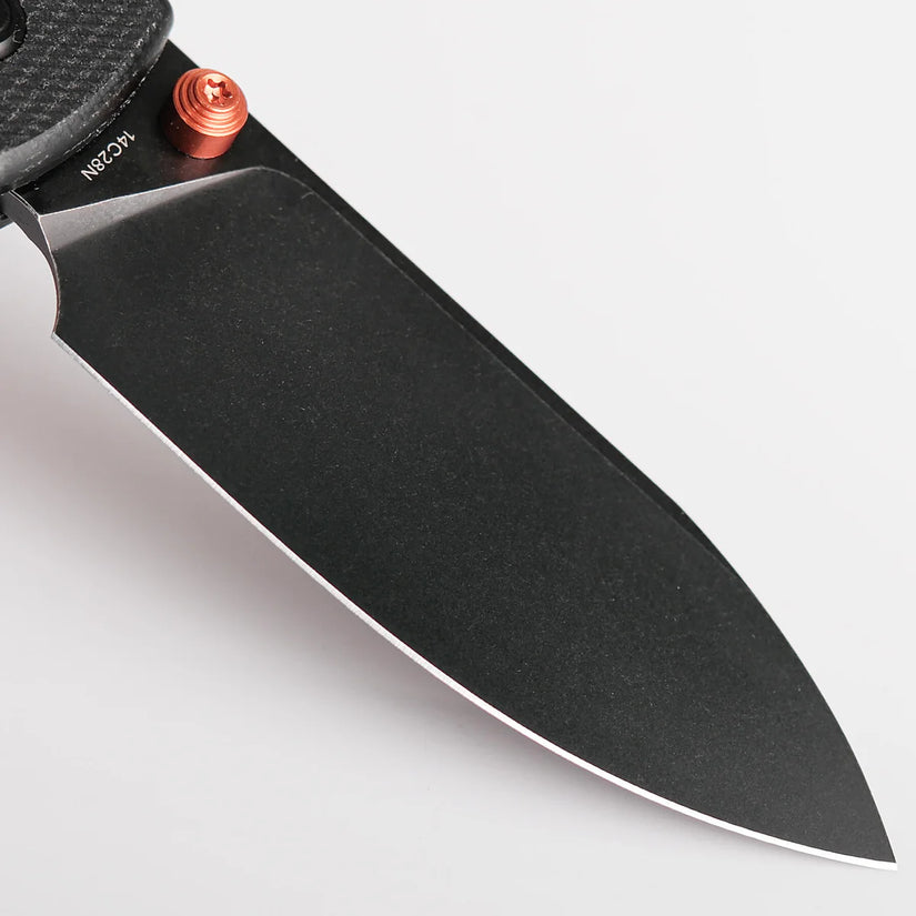 Vosteed Raccoon Top Liner Lock A2902 - 3.25" 14C28N Black Stonewashed Blade, Black Micarta Handle