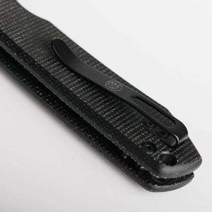 Vosteed Raccoon Top Liner Lock A2902 - 3.25" 14C28N Black Stonewashed Blade, Black Micarta Handle