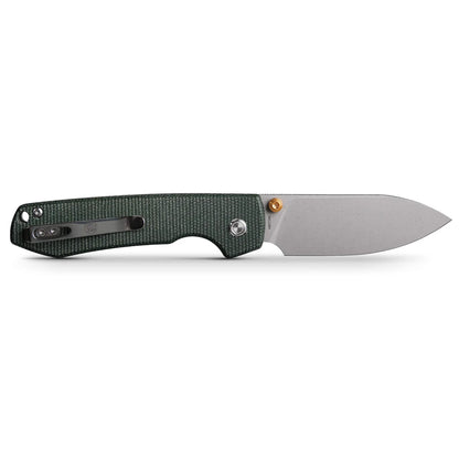 Vosteed Raccoon Top Liner Lock A2904 - 3.25" 14C28N Stonewashed Blade, Green Micarta Handle
