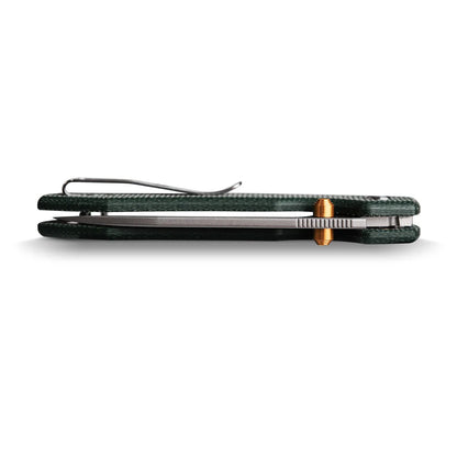Vosteed Raccoon Top Liner Lock A2904 - 3.25" 14C28N Stonewashed Blade, Green Micarta Handle