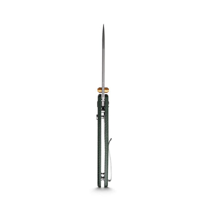 Vosteed Raccoon Top Liner Lock A2904 - 3.25" 14C28N Stonewashed Blade, Green Micarta Handle