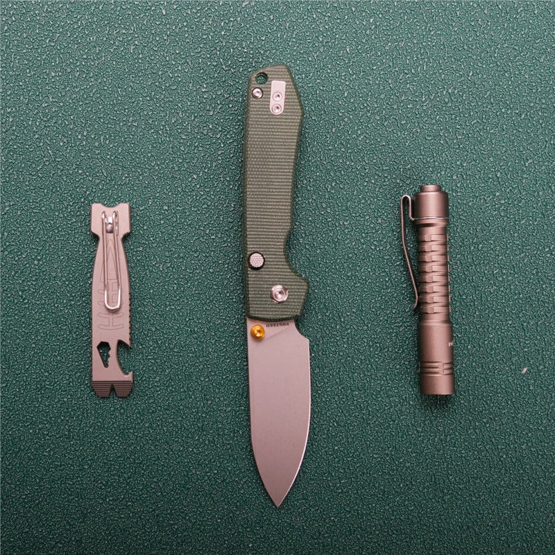 Vosteed Raccoon Top Liner Lock A2904 - 3.25" 14C28N Stonewashed Blade, Green Micarta Handle
