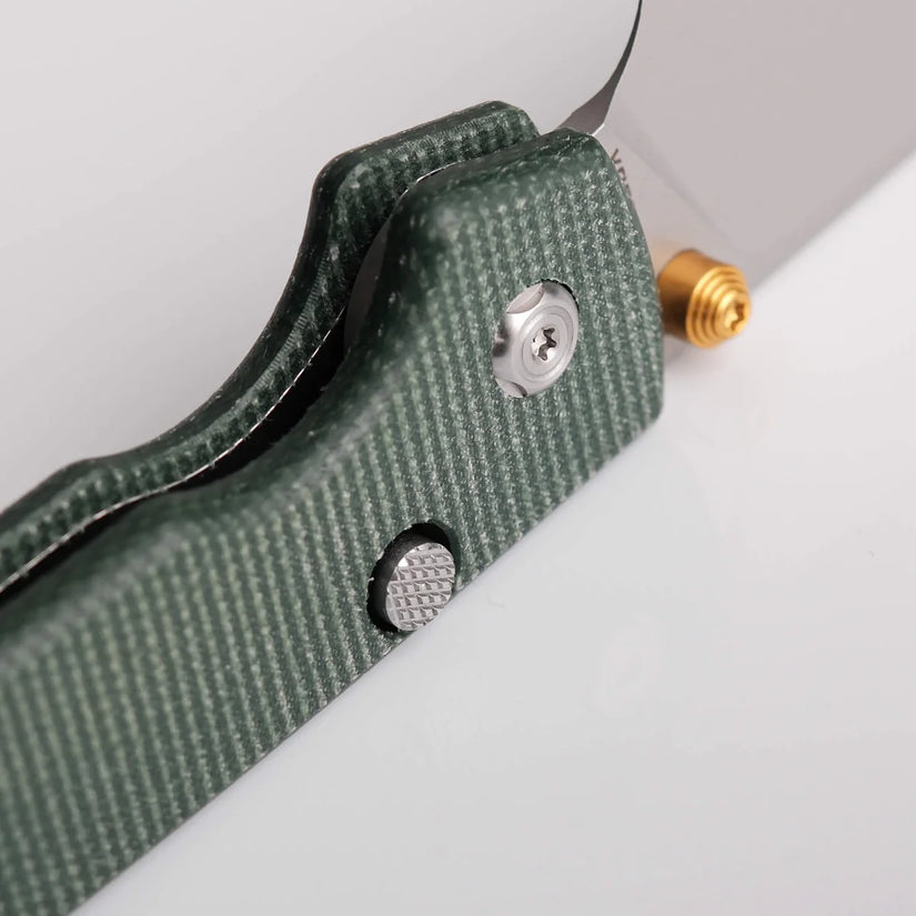 Vosteed Raccoon Top Liner Lock A2904 - 3.25" 14C28N Stonewashed Blade, Green Micarta Handle