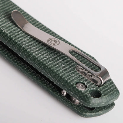 Vosteed Raccoon Top Liner Lock A2904 - 3.25" 14C28N Stonewashed Blade, Green Micarta Handle