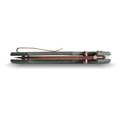 Vosteed Raccoon Top Liner Lock A2907 - 3.25" 14C28N Copper Dune Blade, Green Micarta Handle