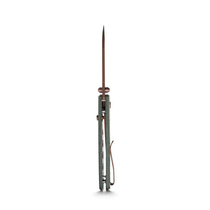 Vosteed Raccoon Top Liner Lock A2907 - 3.25" 14C28N Copper Dune Blade, Green Micarta Handle