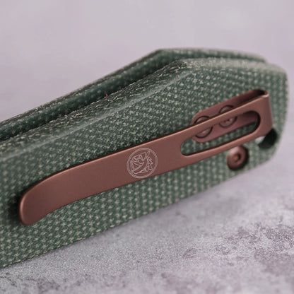 Vosteed Raccoon Top Liner Lock A2907 - 3.25" 14C28N Copper Dune Blade, Green Micarta Handle