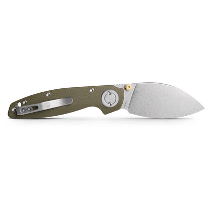 Vosteed Shilin Cutter A2804 - 2.9" 154CM Stonewash Blade, Green G10 Handle