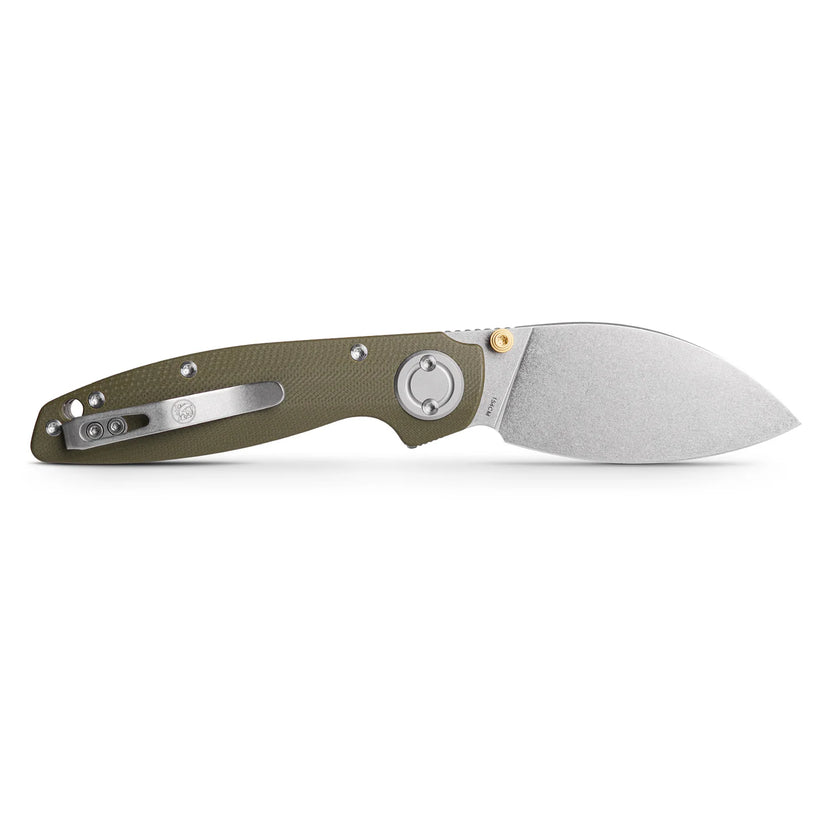 Vosteed Shilin Cutter A2804 - 2.9" 154CM Stonewash Blade, Green G10 Handle