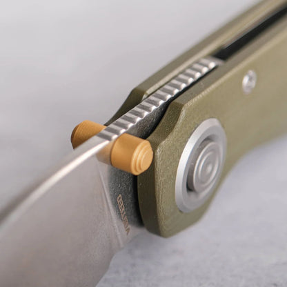 Vosteed Shilin Cutter A2804 - 2.9" 154CM Stonewash Blade, Green G10 Handle