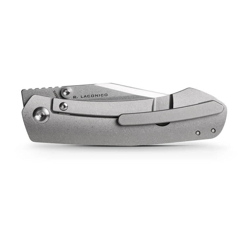 Vosteed Vallhund A2101 - 3.02" S35VN Stonewash Blade, Grey Titanium Handle