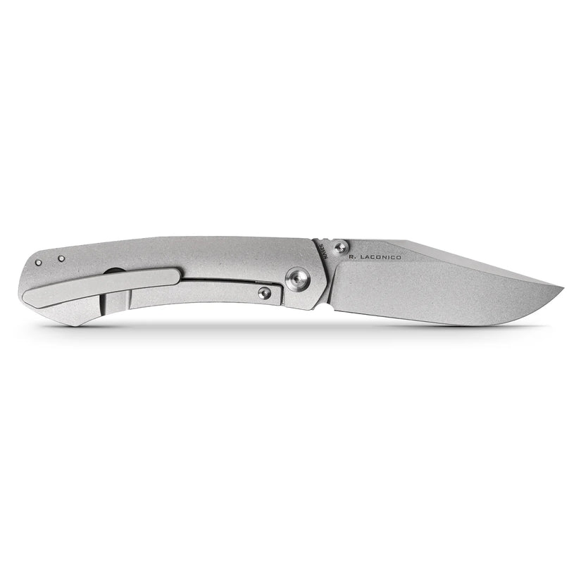 Vosteed Vallhund A2101 - 3.02" S35VN Stonewash Blade, Grey Titanium Handle