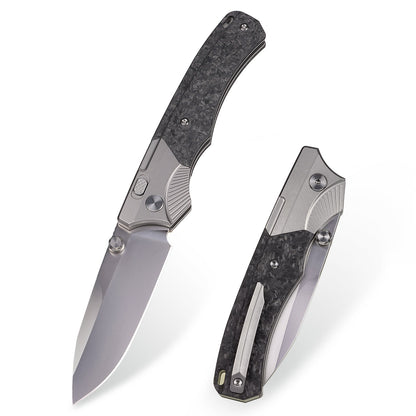 Remette WD107 - 3.28" M390 Sandblasted Blade, Carbon Fibre and Titanium Handle
