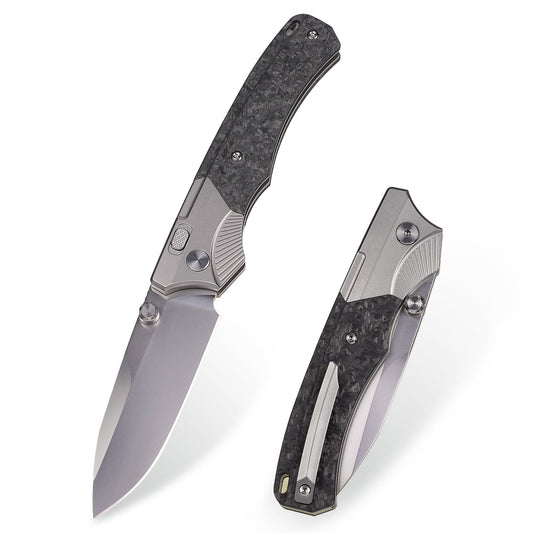 Remette WD107 - 3.28" M390 Sandblasted Blade, Carbon Fibre and Titanium Handle