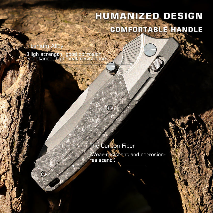 Remette WD107 - 3.28" M390 Sandblasted Blade, Carbon Fibre and Titanium Handle