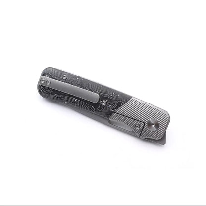 Miguron Ameight Knives Flix II - 3.25" S90V Blade, Silver Carbon Fibre Titanium Handle