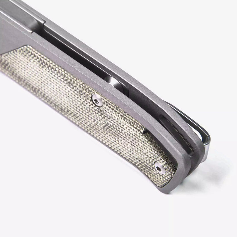 Flytanium Arcade FLY-1255 - 3.2" S35VN Stonewashed Drop Point Blade, Gunmetal Aluminium Handles