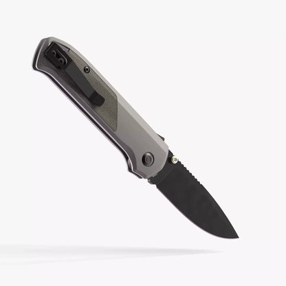 Flytanium Arcade FLY-1256 - 3.2" S35VN Black DLC Drop Point Blade, Gunmetal Aluminium Handles