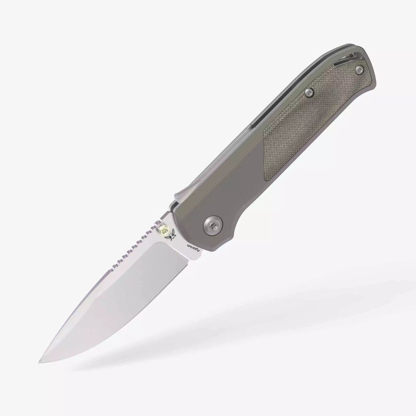 Flytanium Arcade FLY-1255 - 3.2" S35VN Stonewashed Drop Point Blade, Gunmetal Aluminium Handles