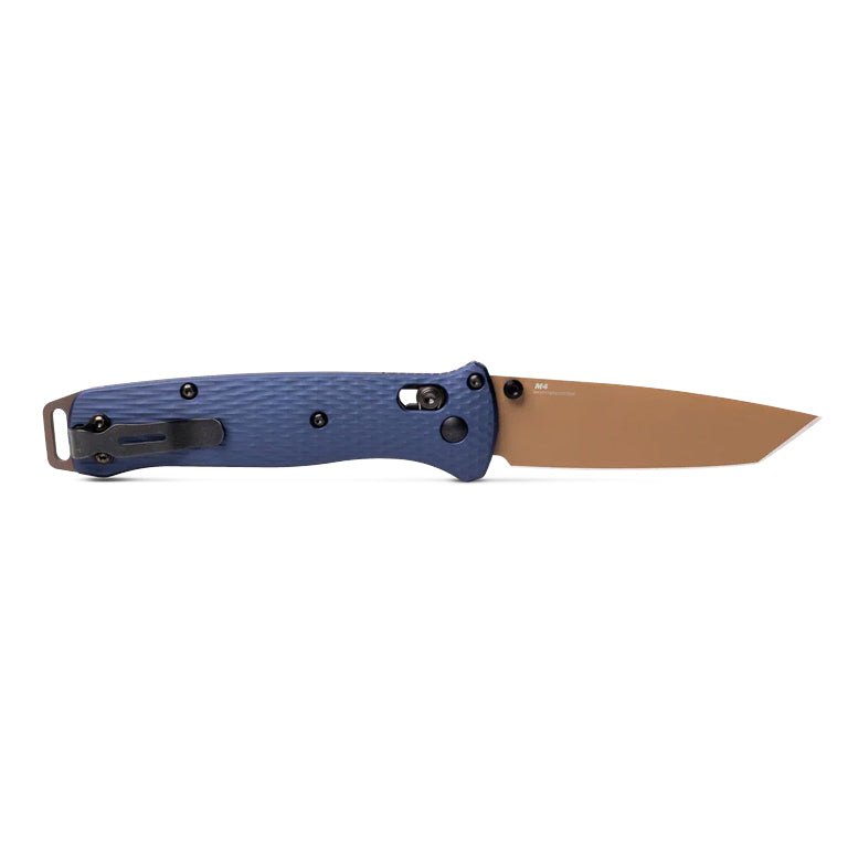 Benchmade Bailout 537FE-02 - M4 Flat Dark Earth Cerakote Tanto Blade, Crater Blue Aluminium Handles