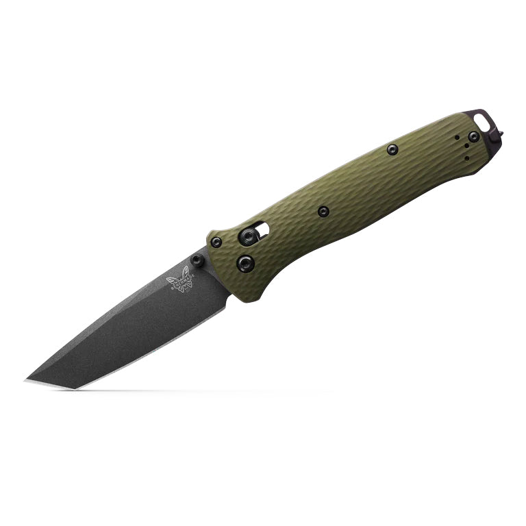 Benchmade Bailout 537GY-1 - M4 Grey Cerakote Tanto Blade, Woodland Green Aluminium Handles