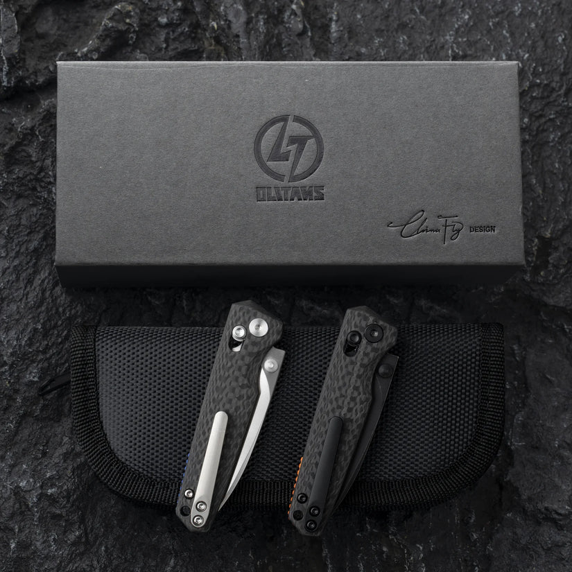 Olitans C045-B - 2.6" M390 Black Blade, Carbon Fibre Handle