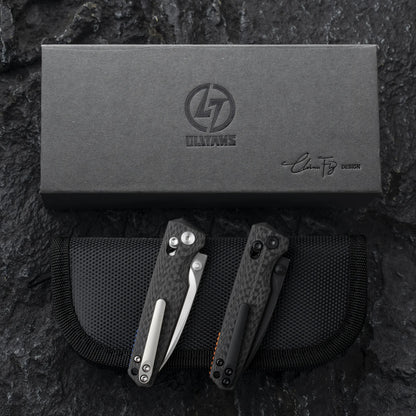 Olitans C045-S - 2.6" M390 Satin Blade, Carbon Fibre Handle
