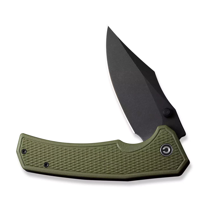 Civivi Vexillum C23003D-2 - 3.81" Nitro-V Black Stonewashed Blade, Milled OD Green G10 Handles