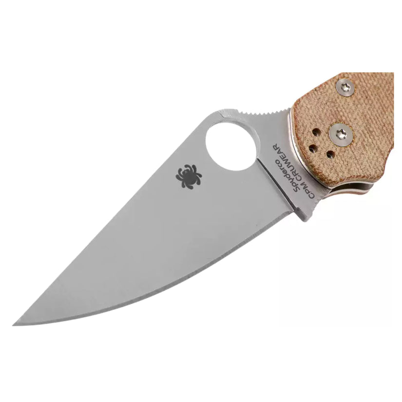 Spyderco Para Military 2 'Cru-Carta' C81MPCW2 - 3.47" CruWear Satin Blade, Brown Canvas Micarta