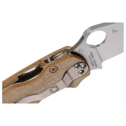 Spyderco Para Military 2 'Cru-Carta' C81MPCW2 - 3.47" CruWear Satin Blade, Brown Canvas Micarta