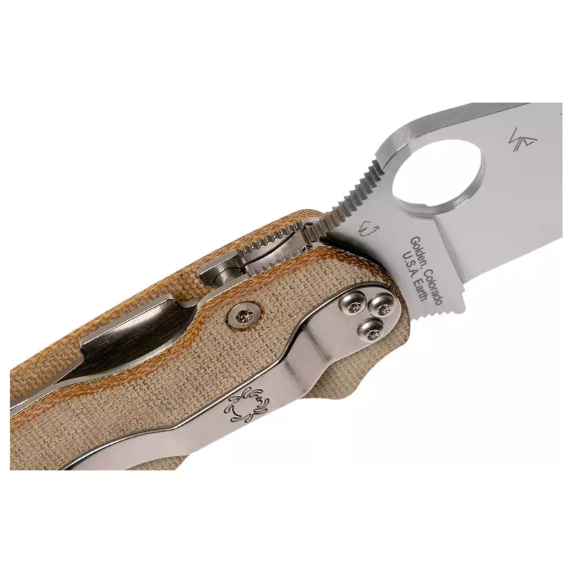 Spyderco Para Military 2 'Cru-Carta' C81MPCW2 - 3.47" CruWear Satin Blade, Brown Canvas Micarta