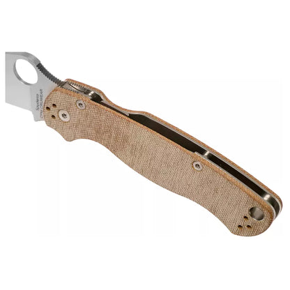 Spyderco Para Military 2 'Cru-Carta' C81MPCW2 - 3.47" CruWear Satin Blade, Brown Canvas Micarta