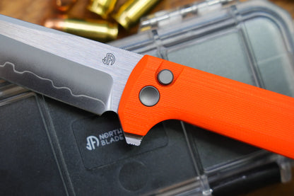 North Mountain Blade Chop 2 G10 - 3.4" SLD-Magic Steel San Mai Tanto Blade, Orange G10 Handle