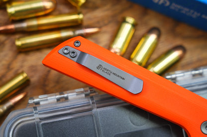 North Mountain Blade Chop 2 G10 - 3.4" SLD-Magic Steel San Mai Tanto Blade, Orange G10 Handle