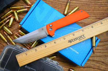 North Mountain Blade Chop 2 G10 - 3.4" SLD-Magic Steel San Mai Tanto Blade, Orange G10 Handle