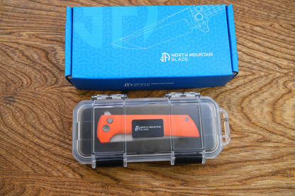 North Mountain Blade Chop 2 G10 - 3.4" SLD-Magic Steel San Mai Tanto Blade, Orange G10 Handle